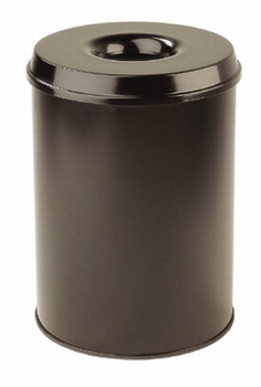 Vlamdovende afvalbak 30L - zwart gelakt metaal