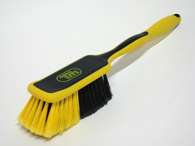 Handschrobborstel industrie zacht met lang handvat  - 26 cm - ZWART/GEEL