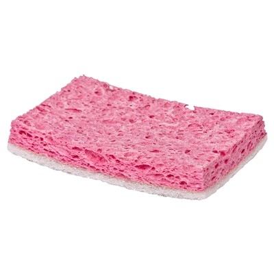 Schuurspons cellulose - 14 x 9 cm - ROZE/WIT