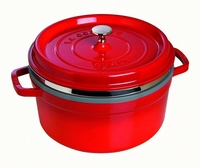 Ronde Cocotte 26 cm met stoominzet - kers