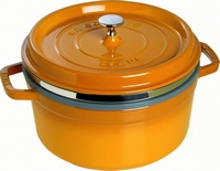 Ronde Cocotte 26 cm met stoominzet - mosterd