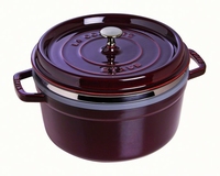 Ronde Cocotte 26 cm met stoominzet - aubergine