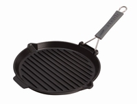 Grillpan met siliconen handvat - rond - 27 cm - zwart