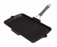 Grillpan met siliconen handvat - rechthoekig - 34 x 21 cm -