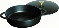 Sauteerpan met gietijzeren deksel 24 cm - zwart