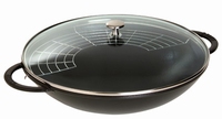 Wok met glazen deksel 37 cm - zwart