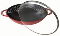 Wok met glazen deksel 37 cm - kers
