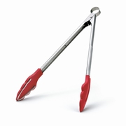 Serveertang met tandjes (met silicone) - rood - 30 cm