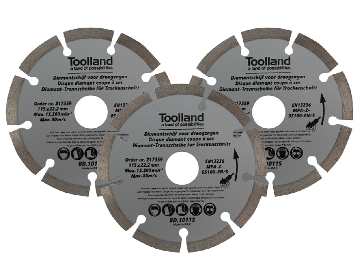 DIAMANTSCHIJF SET - 115 mm - GESEGMENTEERD - 3 st 1st.