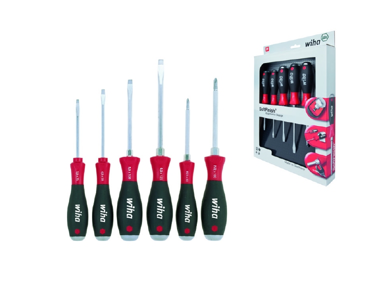 Wiha Schroevendraaierset SoftFinish sleufkop, Pozidriv 6-del