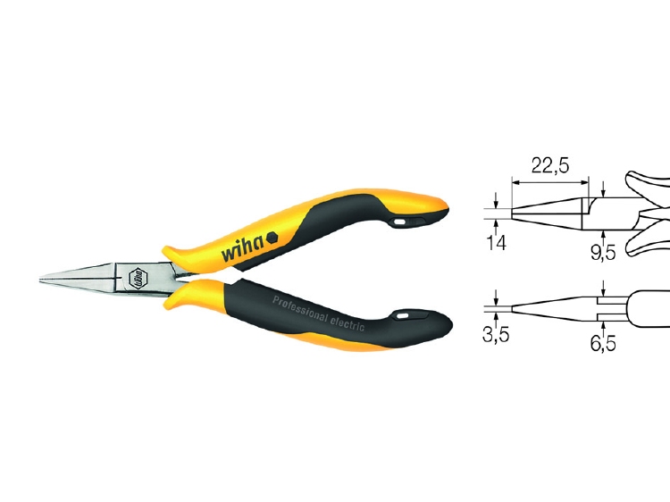 Wiha Platbektang Professional ESD korte vlakke bekken (26806