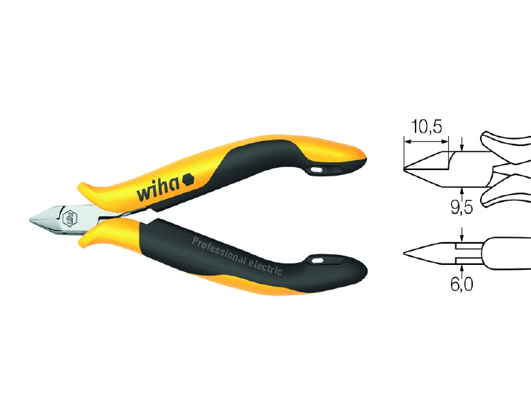 Wiha Zijkniptang Professional ESD smalle, spitse kop met fac