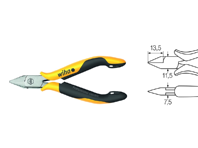 Wiha Zijkniptang Professional ESD brede, spitse kop zonder f