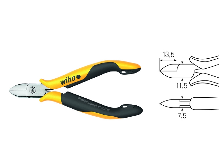 Wiha Zijkniptang Professional ESD brede, halfronde kop met k
