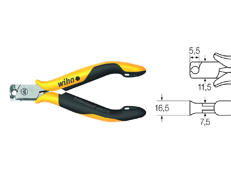 Wiha Kopkniptang Professional ESD brede kop met kleine facet