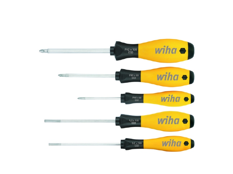 Wiha Schroevendraaierset SoftFinish ESD sleufkop, Phillips 5