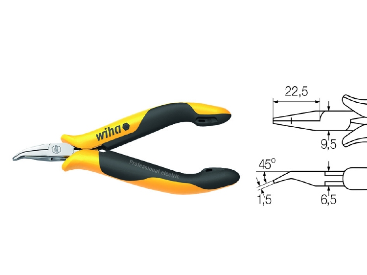 Wiha Punttang Professional ESD gebogen vorm, ca. 45° in blis