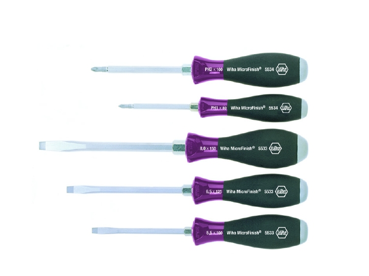 Wiha Schroevendraaierset MicroFinish Sleufkop, Phillips met