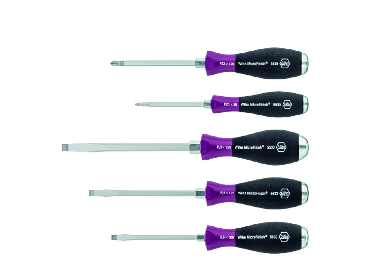 Wiha Schroevendraaierset MicroFinish Sleufkop, Pozidriv met