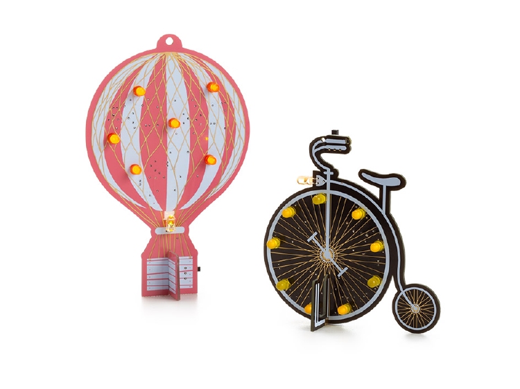 Set met 2 Soldeerkits - Retro Luchtballon & Retro Fiets 1st.