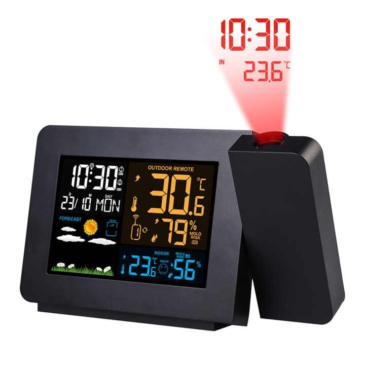 Digitale Wekker Weerstation met tijd- en temperatuur projector