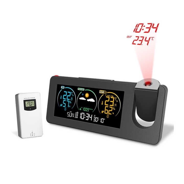 Digitale Wekker Weerstation met tijd- en temperatuur projector
