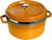 Ronde Cocotte 26 cm met stoominzet - mosterd