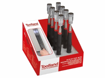 TOONBANKDISPLAY MET 8 x MAGNETISCHE GRIJPSTOK MET LED 1st.